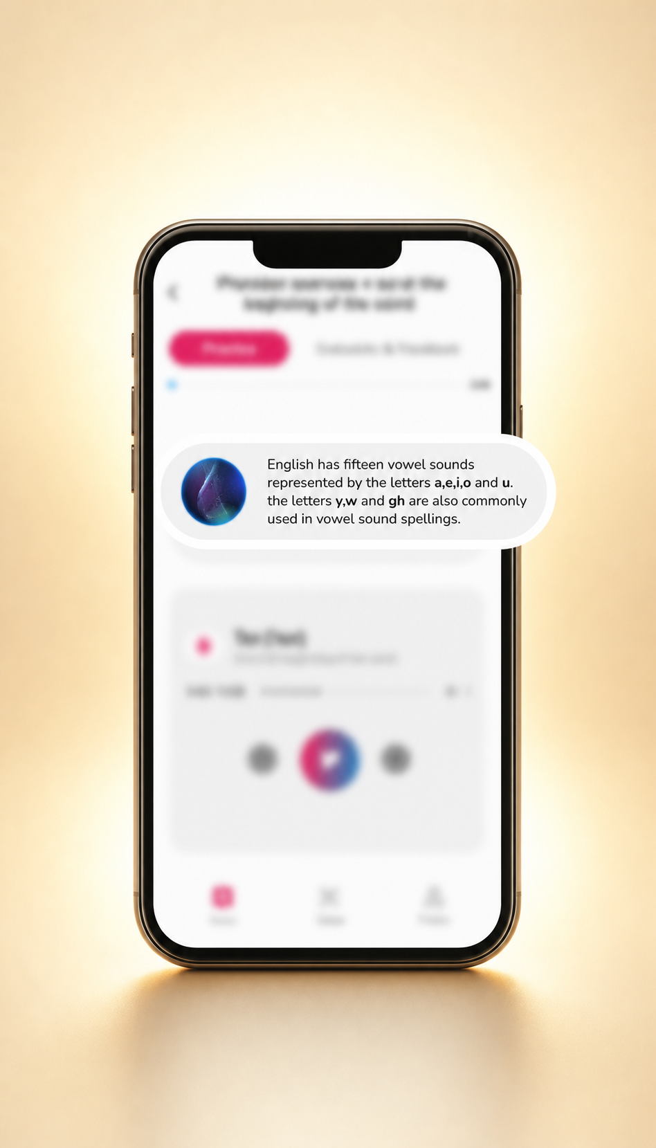 InPronunci app — Human-Guided Instructions showing how English vowel sounds are explained inside the app
