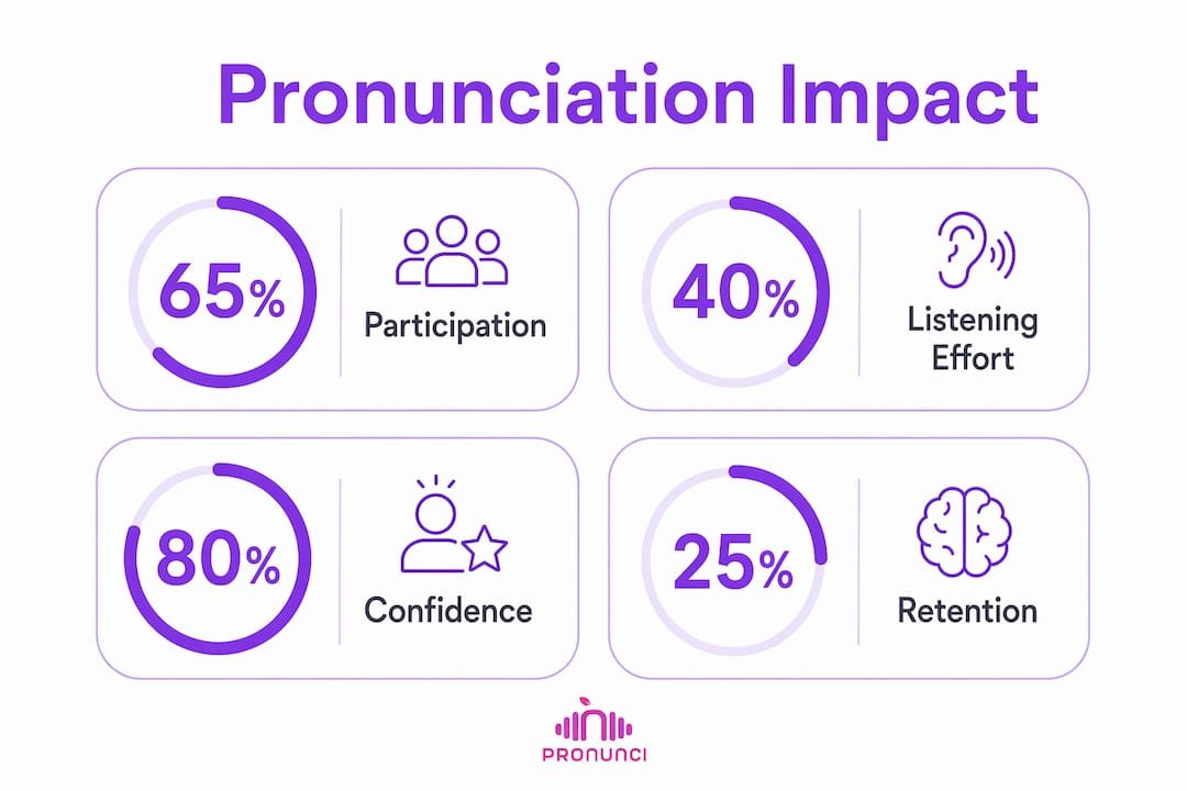 Infographic showing key pronunciation impact statistics