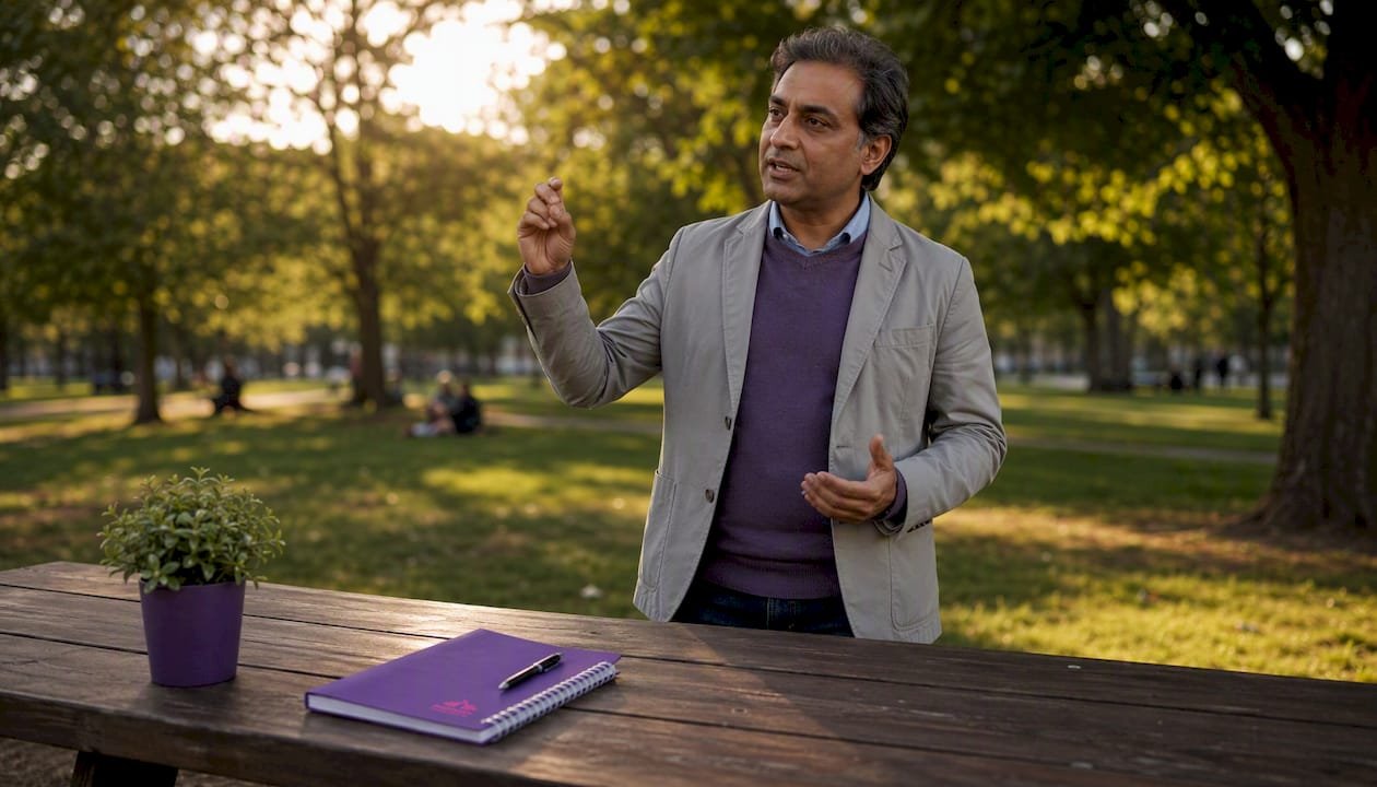 Speaker stressing keywords in presentation