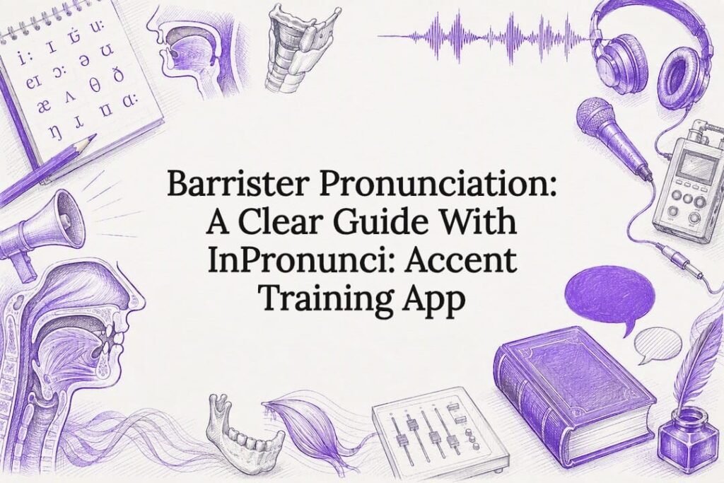 Decorative title card illustration with phonetics and speech elements