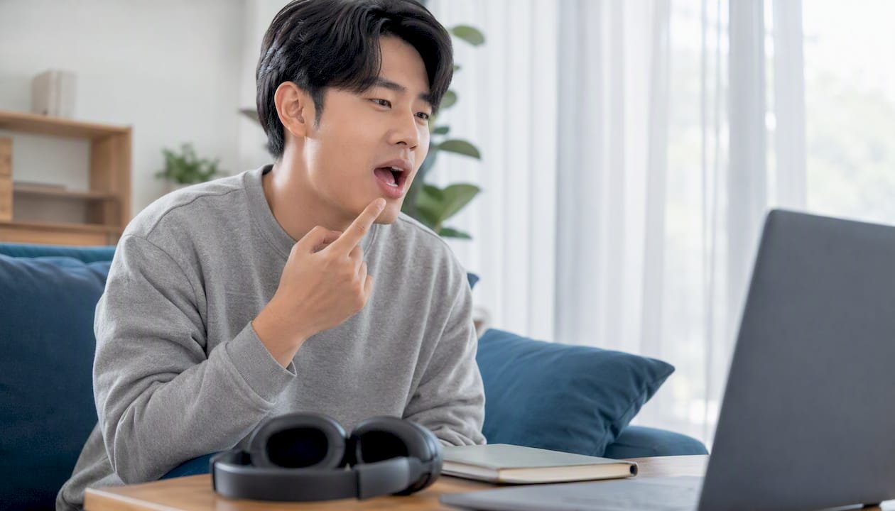 ESL learner practicing glide articulation