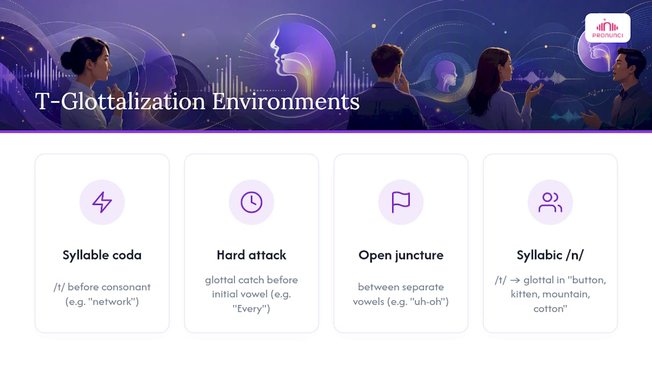 Four environments for English glottalization
