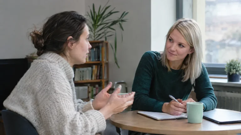 Coach listening to an adult learner in a one-on-one session - What Is Pronunciation Coaching? Inpronunci’s 2026 Guide