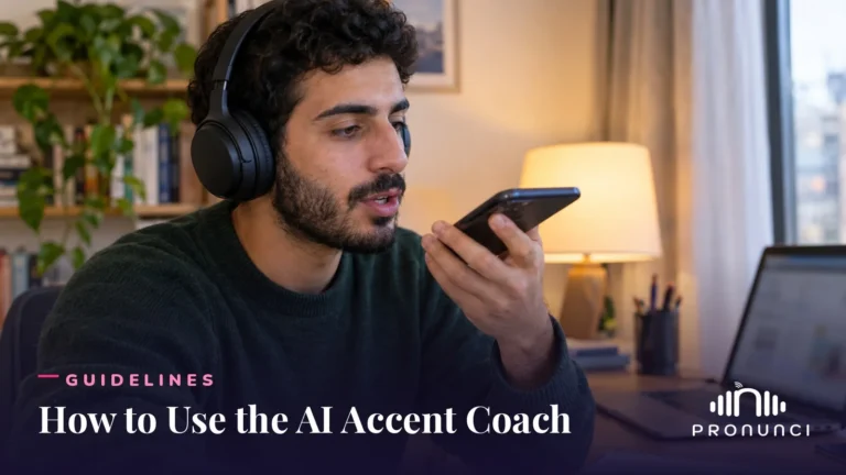 Man practicing American pronunciation with the InPronunci AI Accent Coach - How to Use the AI Accent Coach