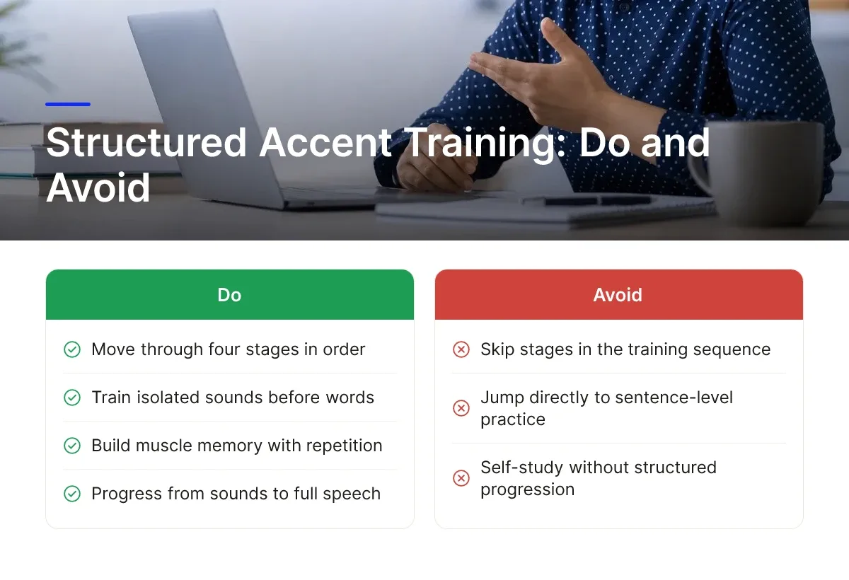 Structured Accent Training: Do and Avoid